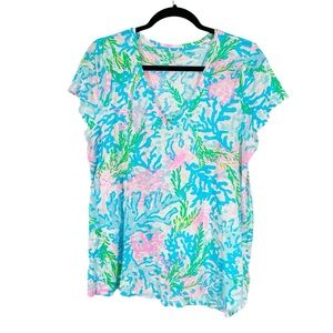 Lilly Pulitzer Etta v neck tee - Reef Me Up